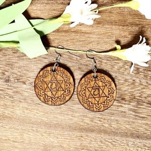 Heart Chakra Wooden Earrings - Laser Engraved